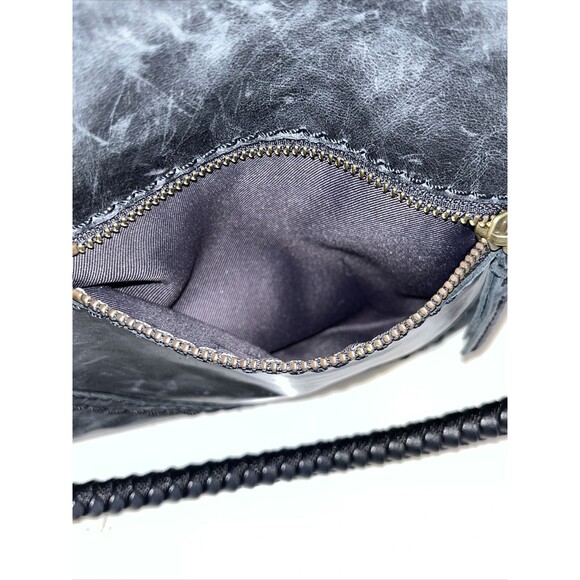 The Sak Indio Black Vintage Finish Leather Hobo Boho Shoulder Bag‎ Charm Braided - Picture 13 of 15